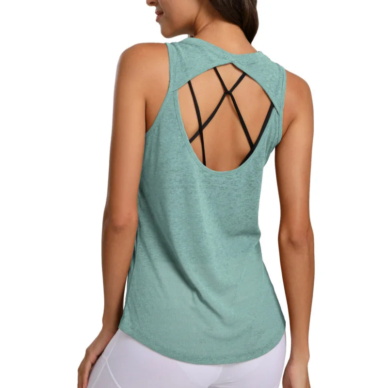 

Yoga Vest T-shirt Gym Running Y - shaped Quick Dry Breathable Sleeveless Women Tank Top, Black, blue, red, green