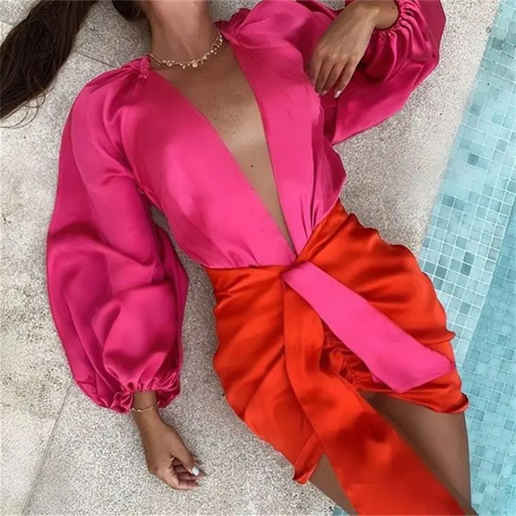 

Q8823-new arrivals 2021 classy clothing for women v neck bodysuit with skirt sets women 2 piece outfits, Picture color
