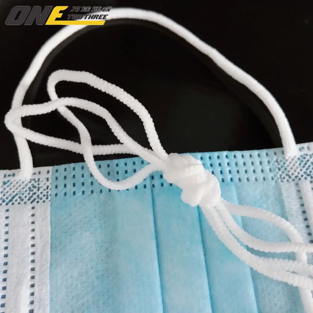 

3mm disposable rope round elastic band elastic band flat ears and spandex nylon hollow ear band, White