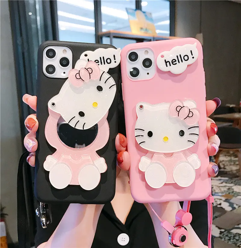 

2022 popular best selling customized hello kitty mirror phone case for iphone 12 pro max 7plus