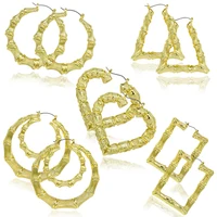 

2020 african jewelry custom name big 14k gold plated hoop bamboo earrings for women