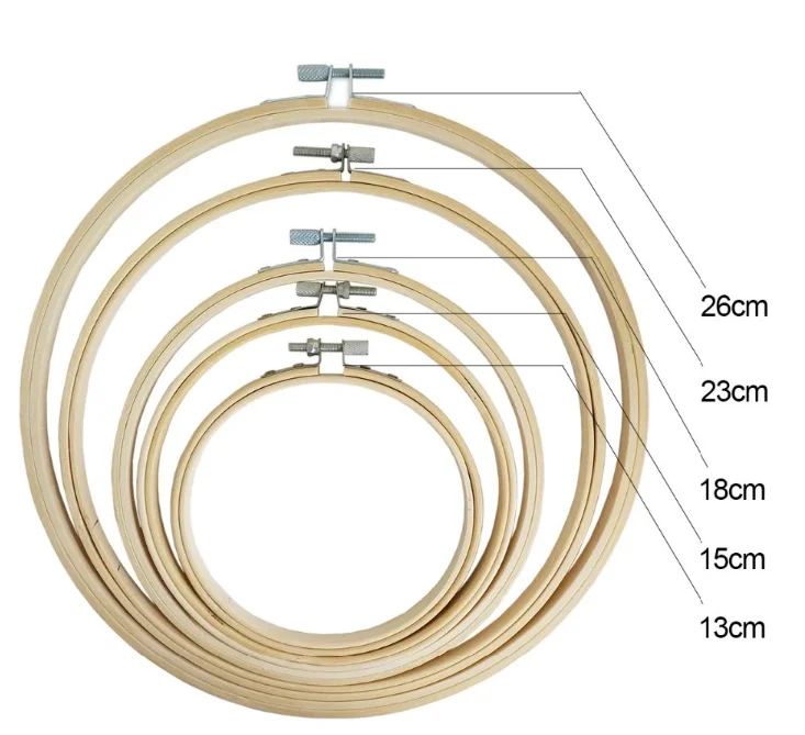 

factory price bamboo embroidery hoop circle with different sizes, Natural