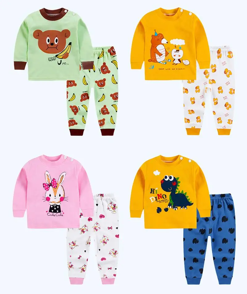 

2021 Comfortable Baby Set Baby Clothes Sets Unisex Kids Clothing Sets Print Cartoon Four Seasons Boys Full Fashion Crew Neck