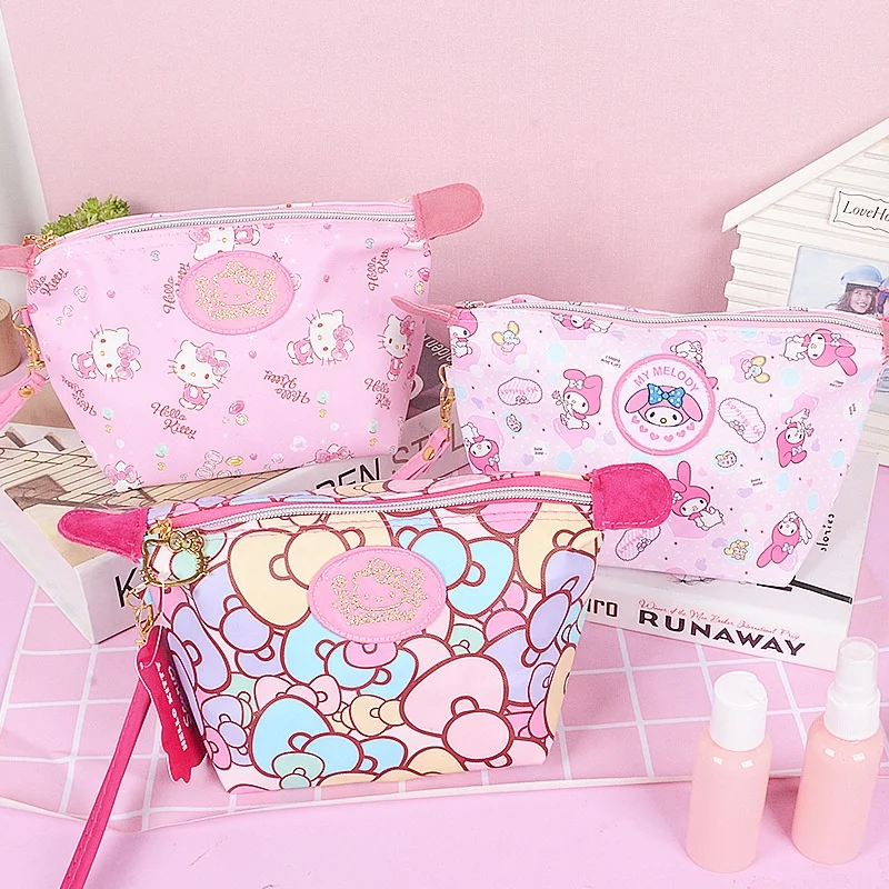 

Custom Printed cartoon Lady Pink Cosmetic Bag Durable kitty Travel Makeup Bag