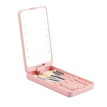 

Australia Hot Selling Women Vintage Led Makeup Brush Set Luxury Private Label Custom Professional Makeup Brush Set With Mirror, Rose gold/white/black/pink