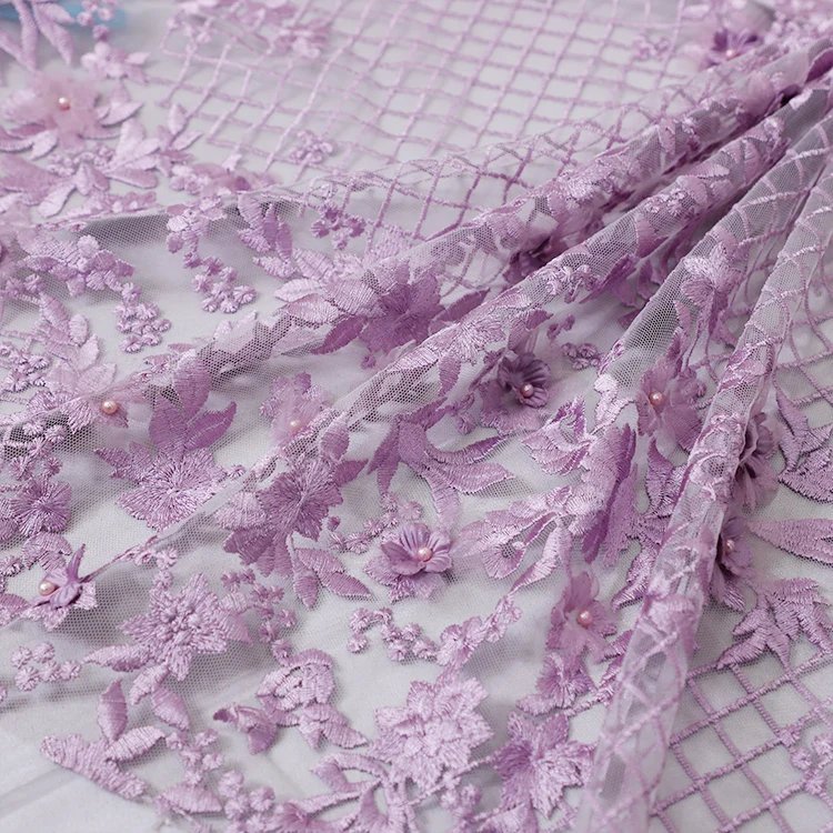 

MX238 Haute Couture African Lace 3D Floral Soft Tulle Fabric Embroidery Lace Fabric for Wedding Dress