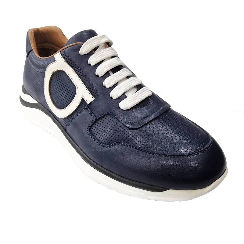 

latest design leather casual wholesale china custom sneakers sport shoes men, Blue