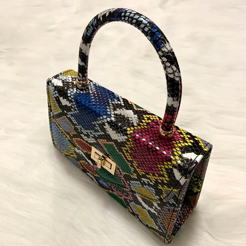 

2021 hot sale Fashionable and colorful serpentine handba ladies snakeskin leather crossbody bag women handbags