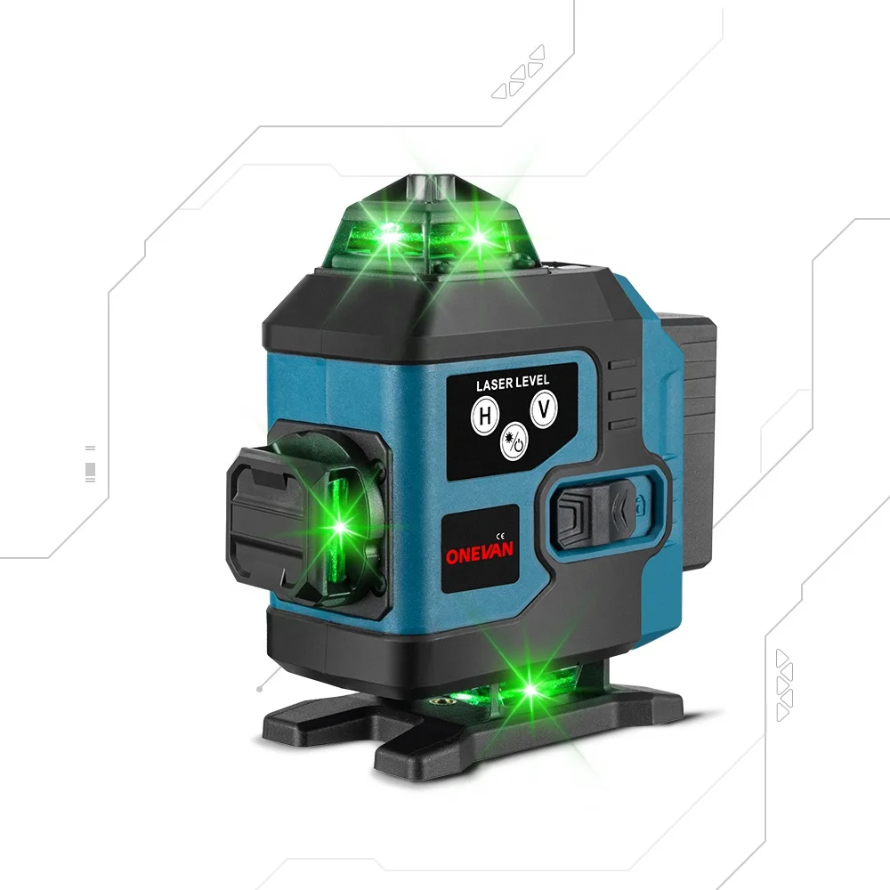 

ONEVAN 16 Lines 4D Laser Level Self-Leveling 360 Horizontal And Vertical Cross Super Powerful Green Laser Level With 2 Battery