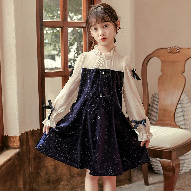 

girls fall boutique outfit children wears luxury girl clothes 6-12 years kids children wear girl dress