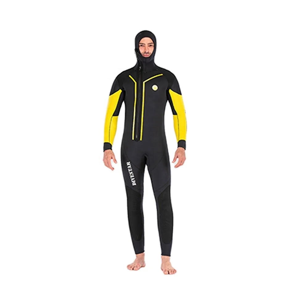 

Divestar 7mm hooded wetsuit High Quality Men Neoprene semi dry diving suit