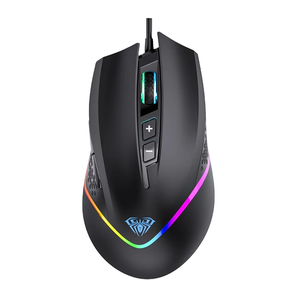 

AULA F805 rgb gaming mouse wired mouse for laptop desktop pc computer programmable buttons backlit cheap ergonomic gamer mouse, Black