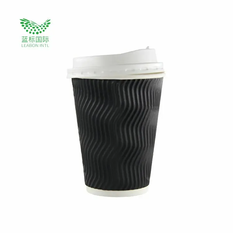 

Disposable Coffee With Lid Different Sizes Ripple Style Paper Cup