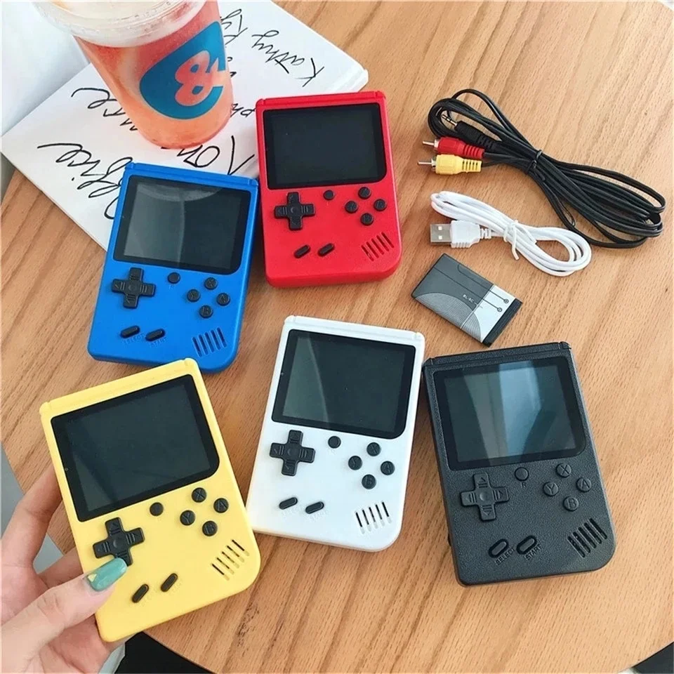 

2022 Mini Game Player Retro Video Game Consoles Handheld Game Players Built-in 400 Consola for Kids Gift, Red white blue black yellow