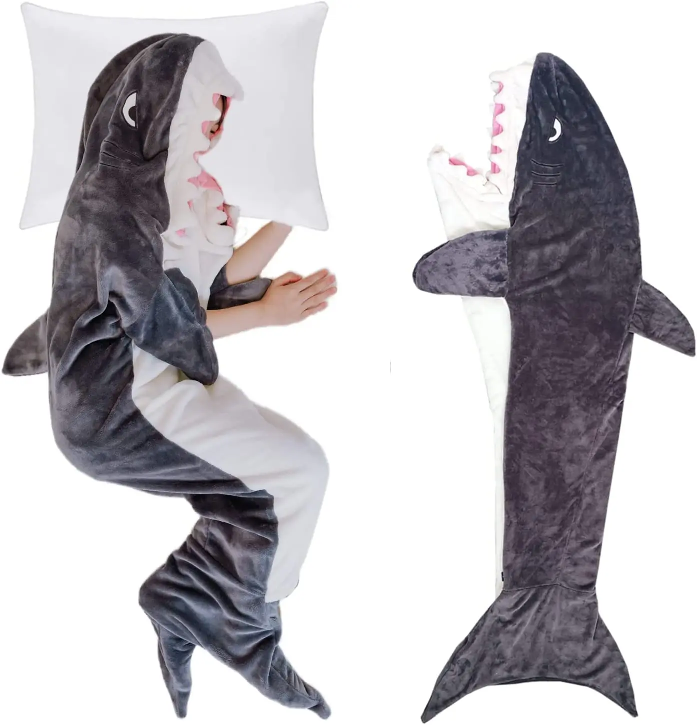 

Wholesale Soft Cozy Flannel Shark TV Blanket Wearable Shark Sleeping Bag Blanket Hooded Shark Costume for Adult Women Men Gifts