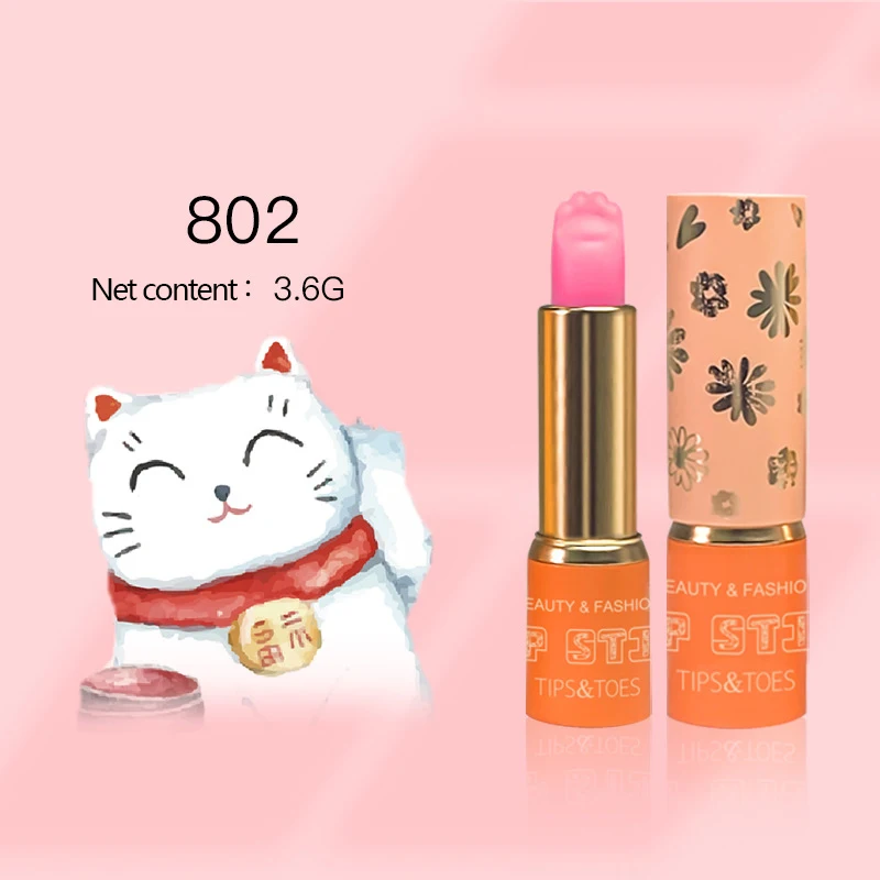 

Tips&toes 2colors cat's claw contrast lip balm moisturizing smoothing repairing cute container private logo make up lip balm, 2 colors