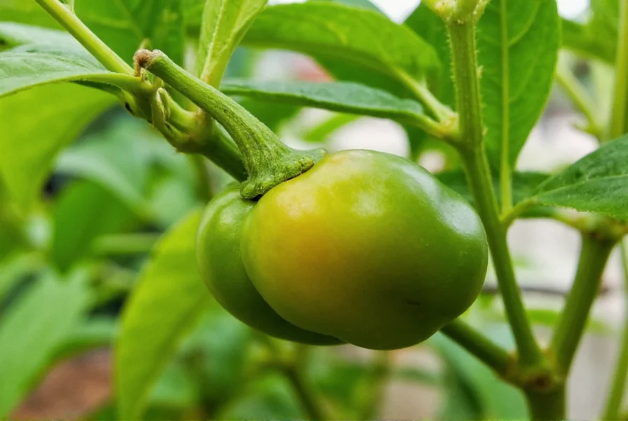 Close-up of pepper plant showing healthy fruit development with proper pest management practices