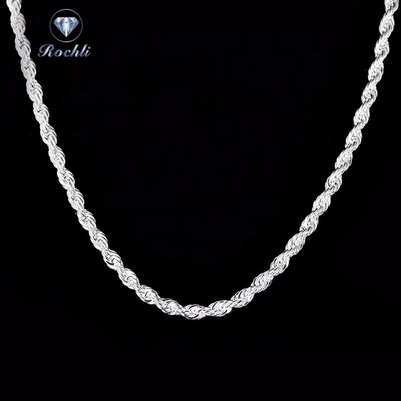 

High Quality 925 Sterling Silver Necklace Silver Plated Rope Rope Chain 925 necklace silver, Picture