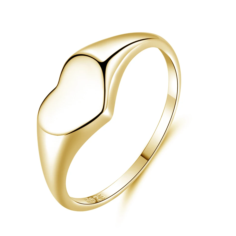 

925 Silver Ring Jewelry Wholesale 925 Sterling Silver 18K Gold Plated Heart Shape Custom Name Ring