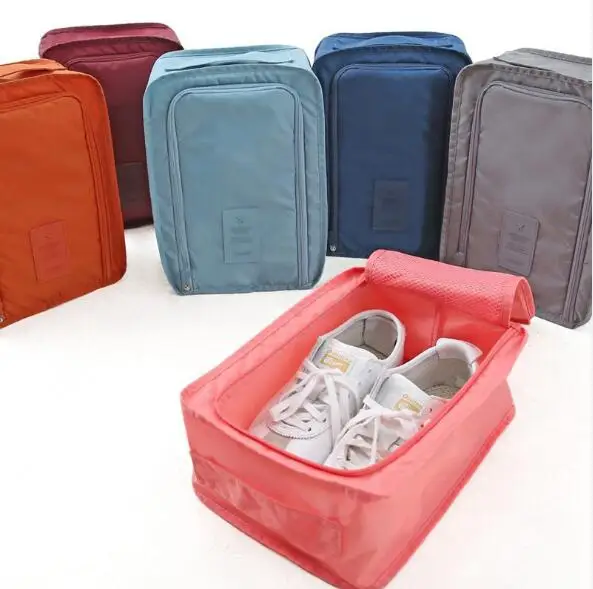 

Folding polyester Travel shoes package bag waterproof Shoes storage bag zipper shoe bag, 6 colors