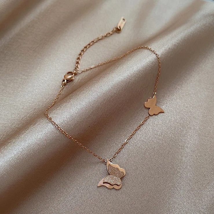 

2020 fashion butterfly gold steel feet jewelry anklet women