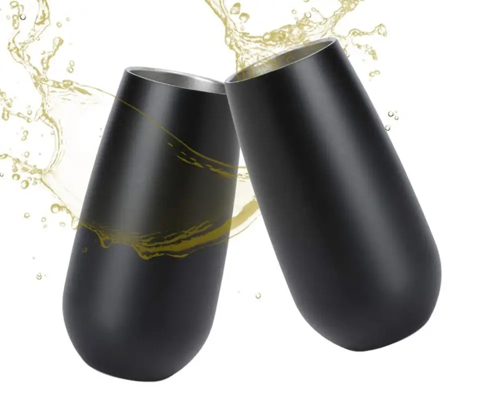 

Shatterproof Egg Shape Vacuum Stemless Wine Cups Drinking Tumbler with Lid Stainless Steel Reusable Coffee Cup, Customized colors acceptable
