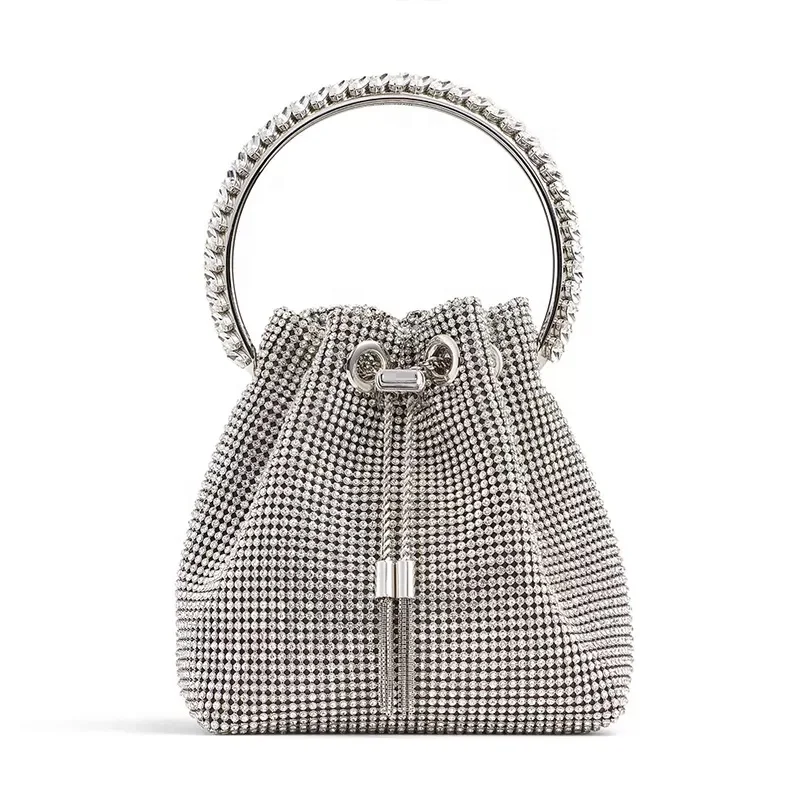 

2022 Xianjian Luxury Designer Metal Handle Shiny Crystal Handbag Bridal Wedding Purse Novelty High Quality Bling Purse