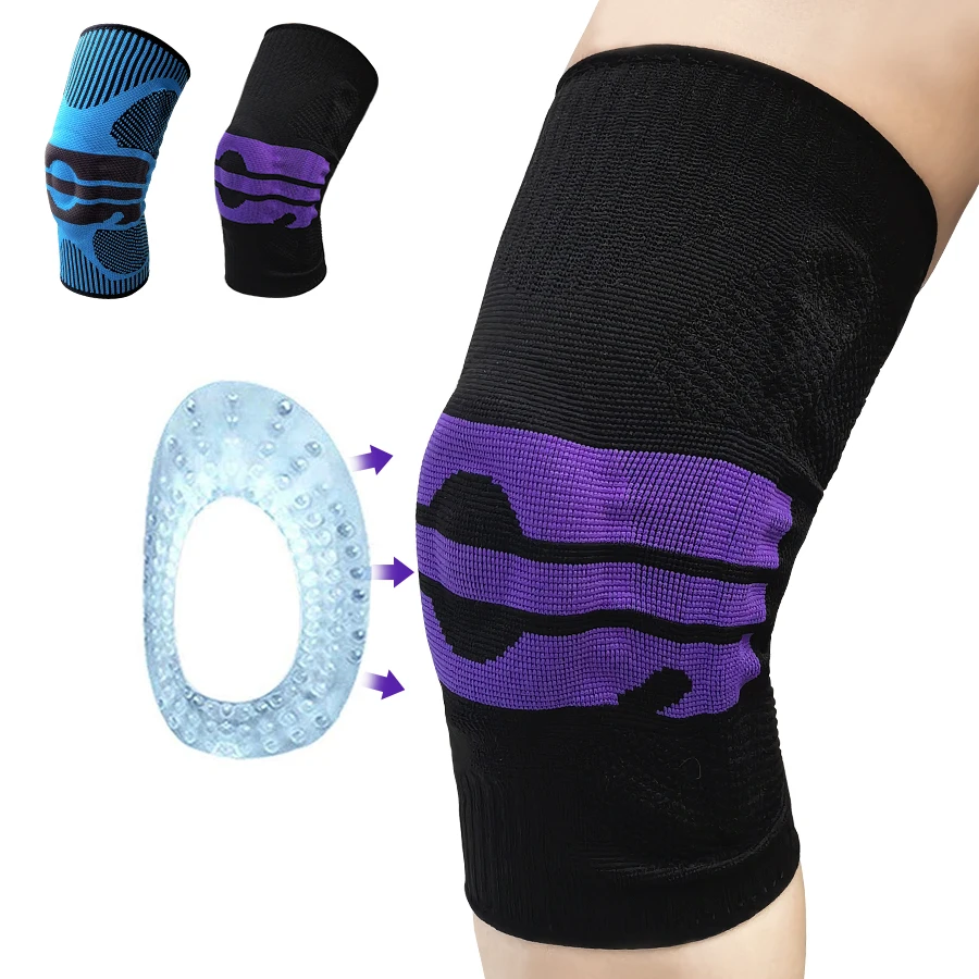 

Elastic Knee Wraps Stabilizer With Spring Support Knee Brace Compression Knee Protector, Black,purple