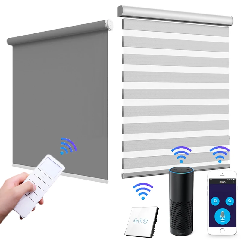 Automatic Blackout Silent Modern Living Room Electric Zebra Roller Blinds Sunscreen Cordless Motorized Zebra Blinds
