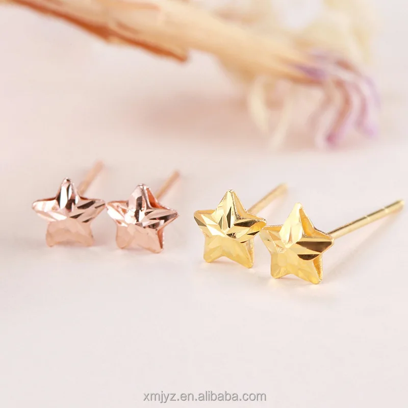 Certified 18K Gold Star Ear Studs Lucky Star Au750 Colored Gold Female Earrings Simple Live Broadcast Water Shell Wholesale