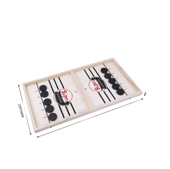 

New Arrivals Kids Toys Flying Chess Game Bouncing Table Chess Desktop Hockey Game Fast Sling Puck Game, Wooden color