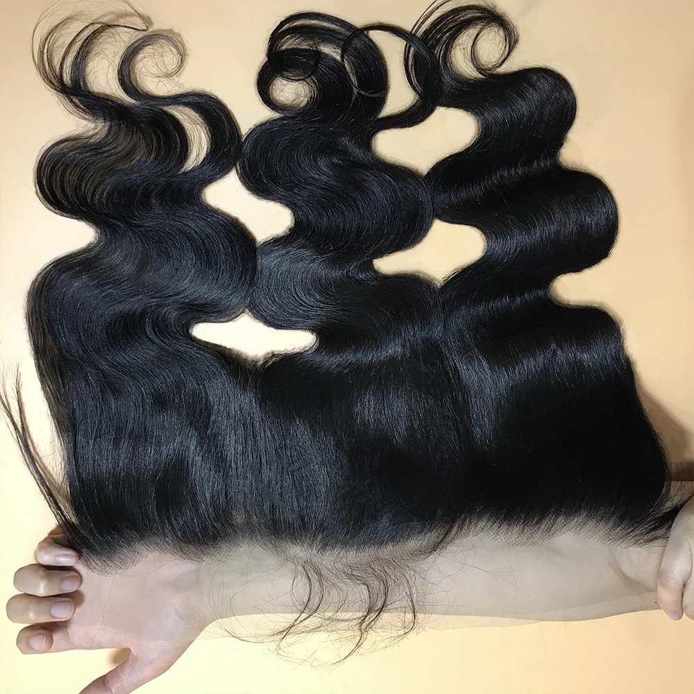 

wholesale Human virgin hair High Grade Pre Plucked Transparent Swiss Lace Frontal 13x4 body wave