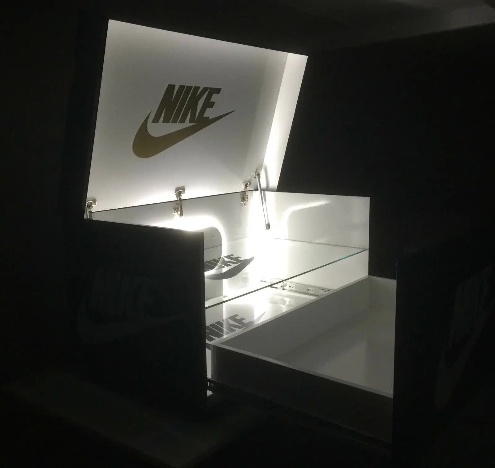 Led Lights Glass Shelf Trainer Sneaker Shoe Storage Case Giant Shoe Box