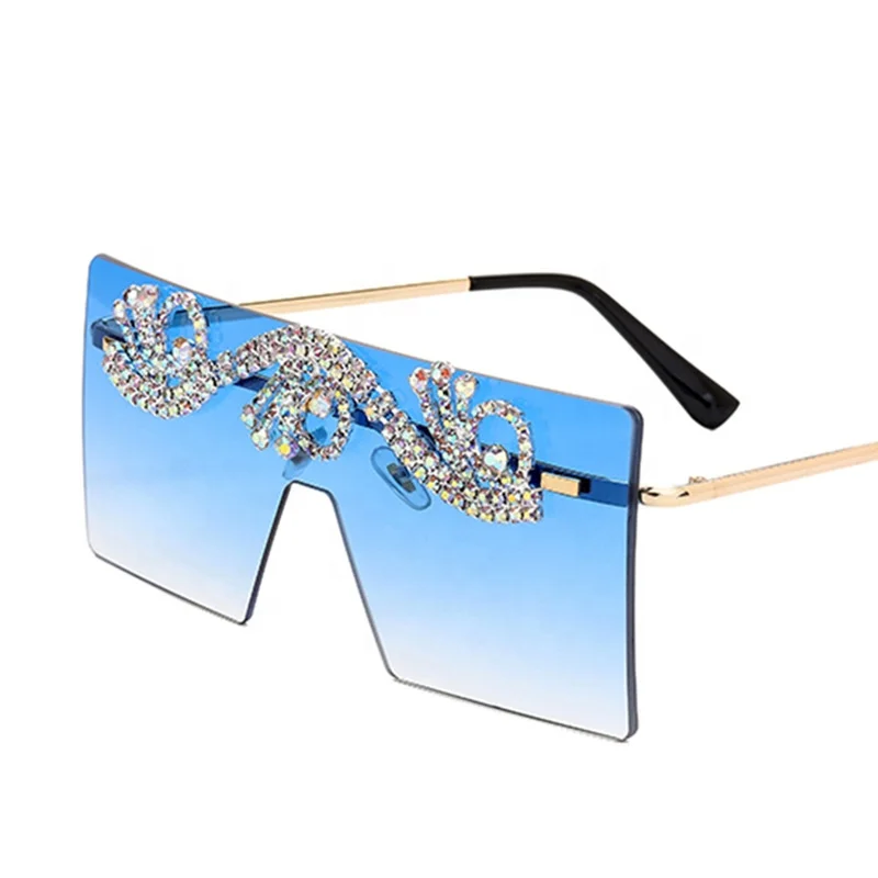 

Frameless Gradient Sunglasses Shot Sunglasses Luxury Rhinestone Ladies Fashion Sunglasses European and American Style Street PC