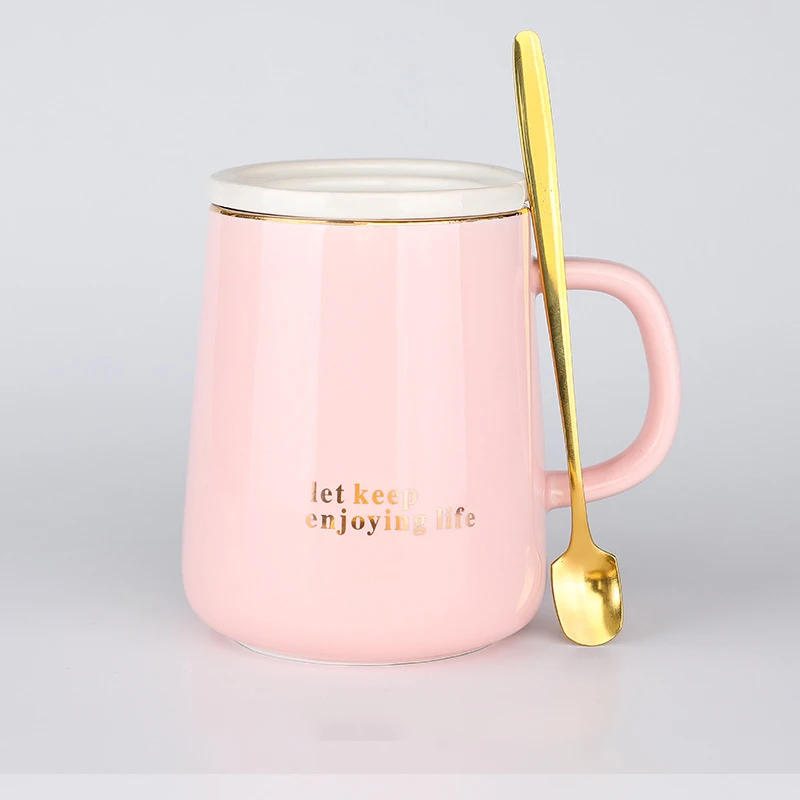 

Zogift Nordic pink crown mother's day ceramic coffee mugs creative wedding gift coffee milk cups with lid and spoon, Light blue,china red,pink...