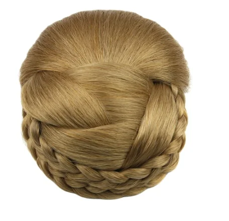 

2021 New fashion 6 Colors Knitted Braided Hair Chignon High Temperature Fiber Synthetic Hair DonutHair Bun