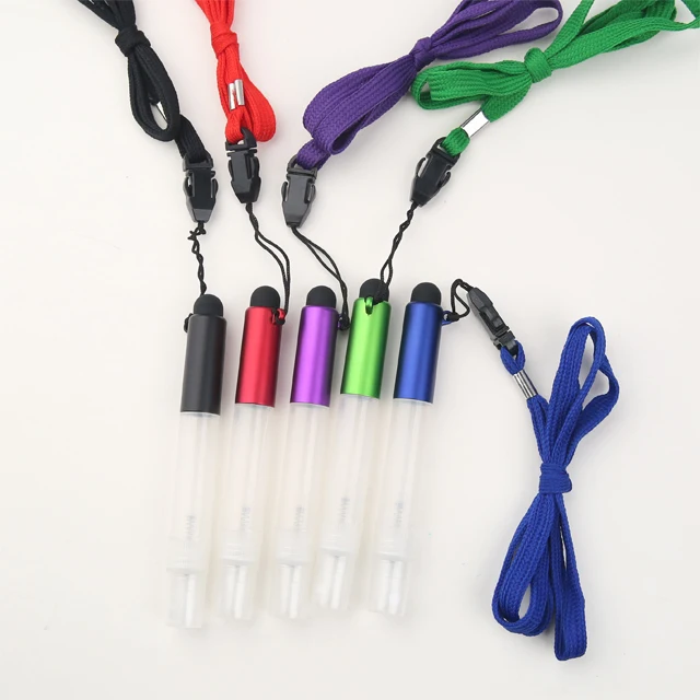 

Plastic Empty Bottle Sanitizer Spray Pen with Lanyard and Stylus, See picture