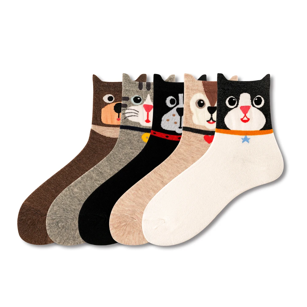 

High quality cute funny socks women knit cotton cartoon character dog sock