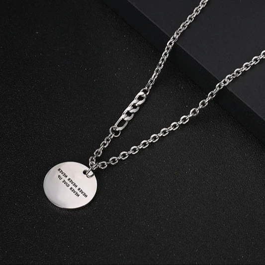 

Wholesale Titanium Steel Necklace Ins Cold Wind Hip-Hop Simple Fashion Creative Simple Pendant Necklace, Silver