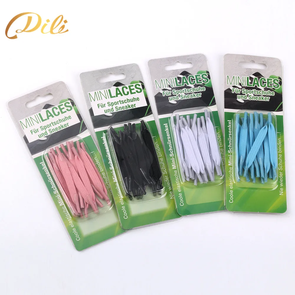 

Popular Fashion 8cm Elastic No-tie Shoelace Tie Free Mini Shoelaces 14pcs/set With custom packing