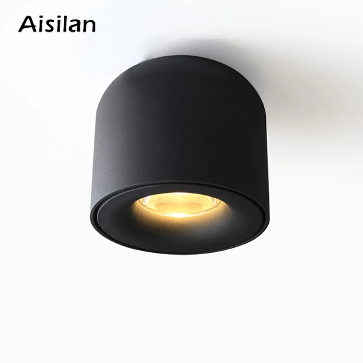 hotel home bedroom dimmable Anti glare surface mounted Round black Cylinder COB LED spot lights Downlight