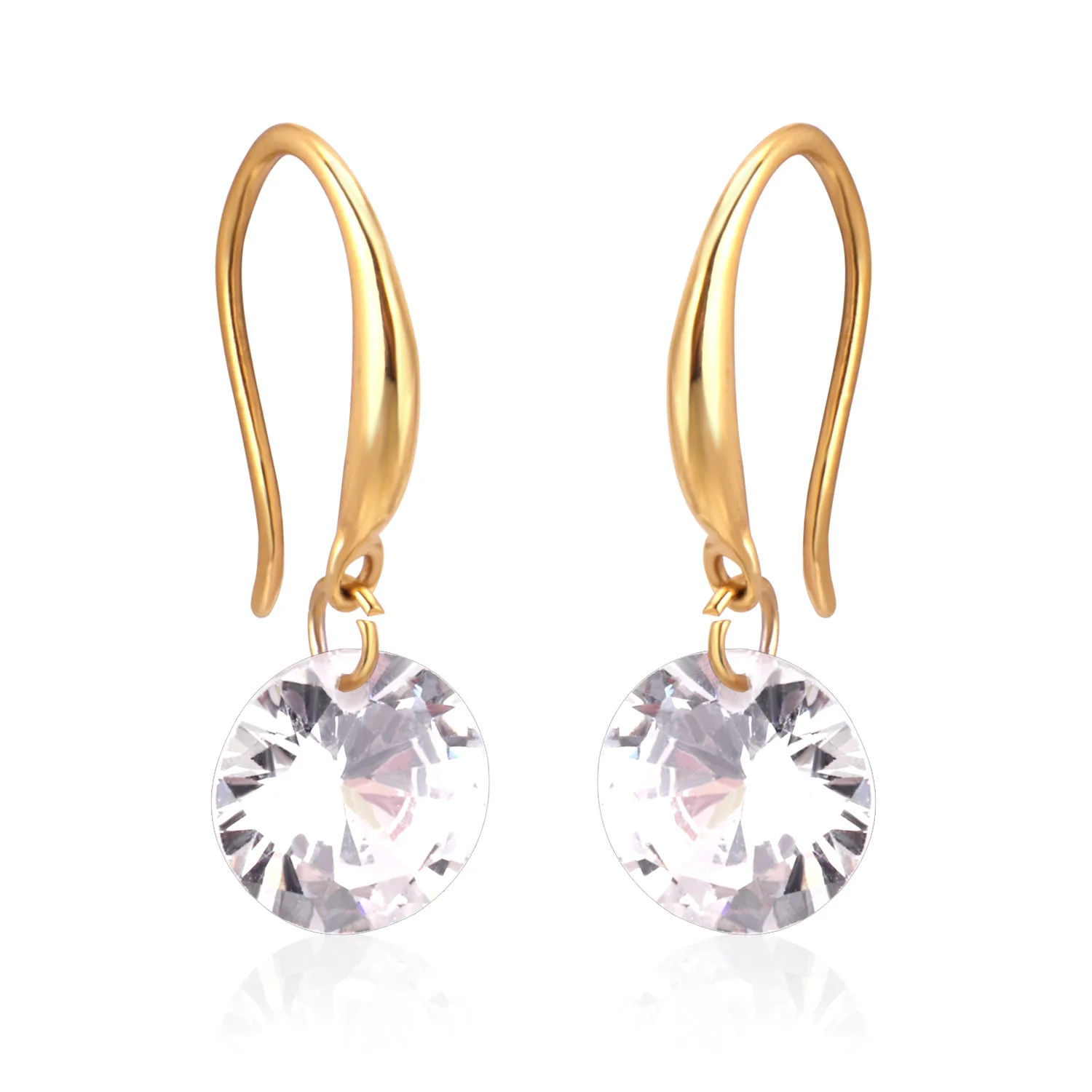 

Luxury Stainless Steel 18K Gold Plated Earrings With Diamond For Women