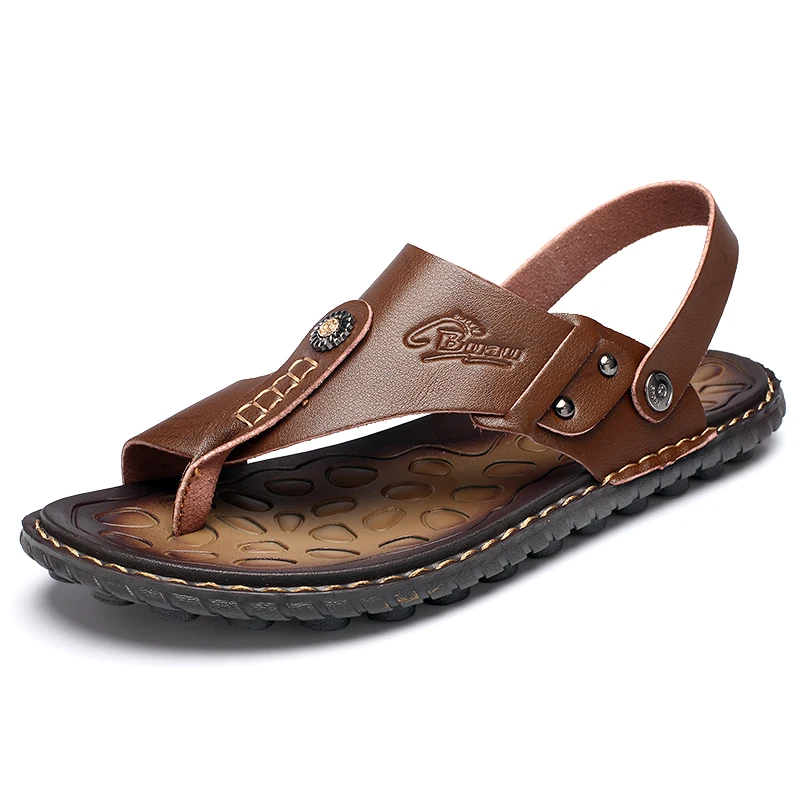 

Microfiber Leather Sandals For Men Summer Breathable Beach Sandals Cool Flip flops Men Slipper