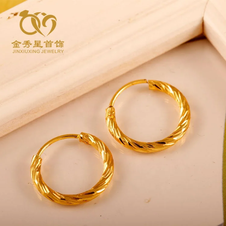 

Jxx 24k Gold Plated Filled Oval Vintage Hoop Earring Designer Luxury Cheap Flat New Fashion Trendy Hoop Earring Twisted Circle, Golden