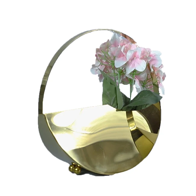 

Modern creative hand bag shape metal vase table top decoration furniture soft furnishing