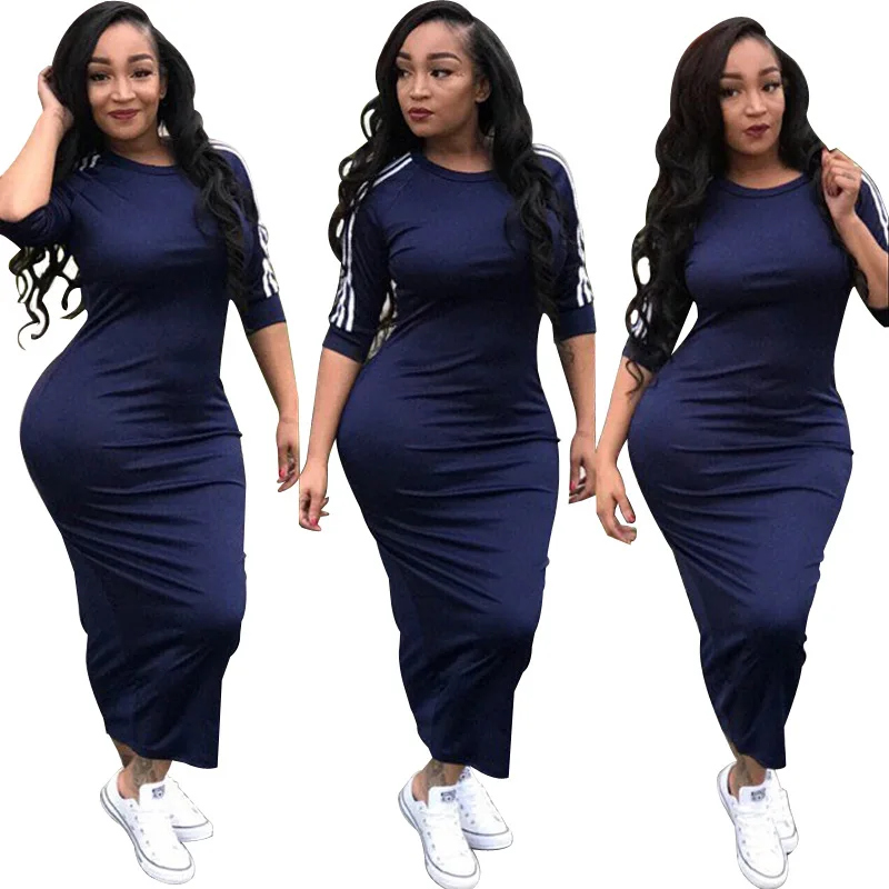 

Wholesale African Women Sexy Bodycon Dresses Plus Size Solid Bandage Pencil Maxi Lady Clothing Casual Women Dress, Picture