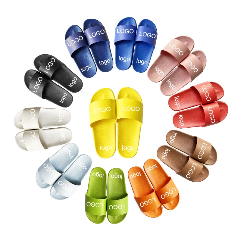

custom logo slides plain slipper men women flat slides sandals mens black slides