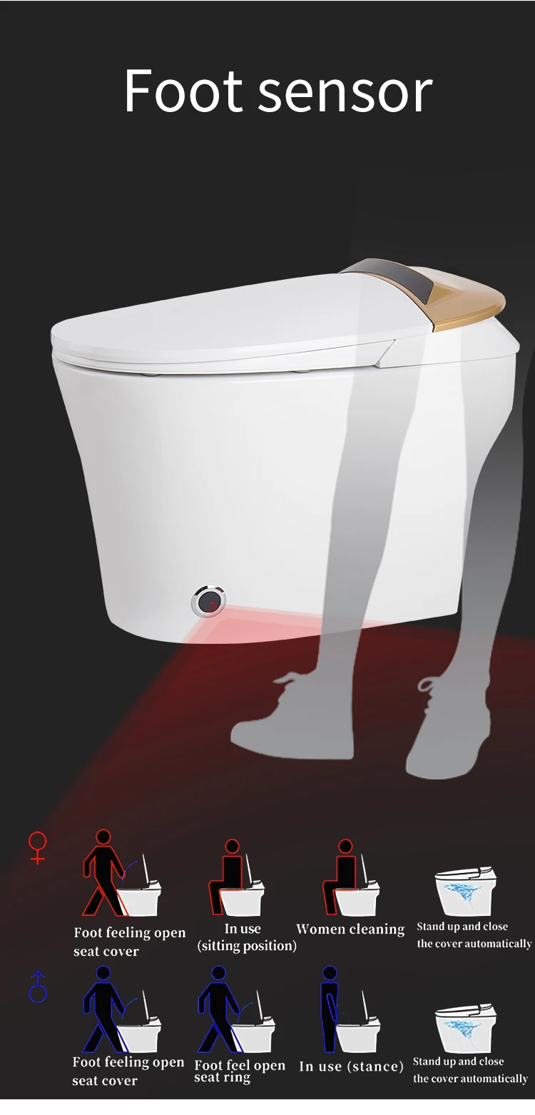 2020 new design china ceramic automatic sensor flush wc water closet electronic one piece intelligent smart toilet bowl