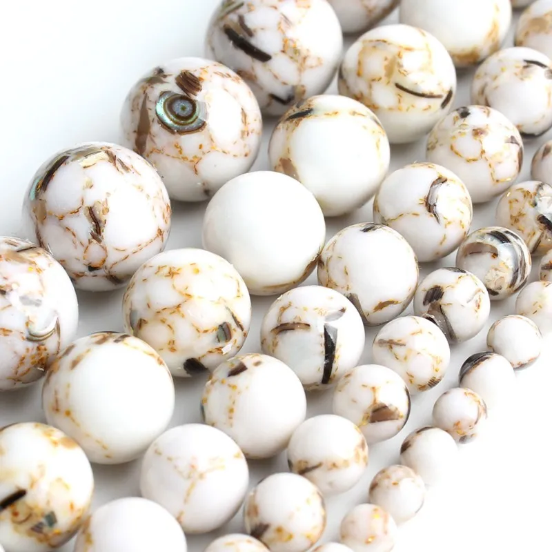 

Wholesale 4mm/6mm/8mm/10mm/12mm Round White Shell Turquoises Stone Loose Beads For Jewelry Making