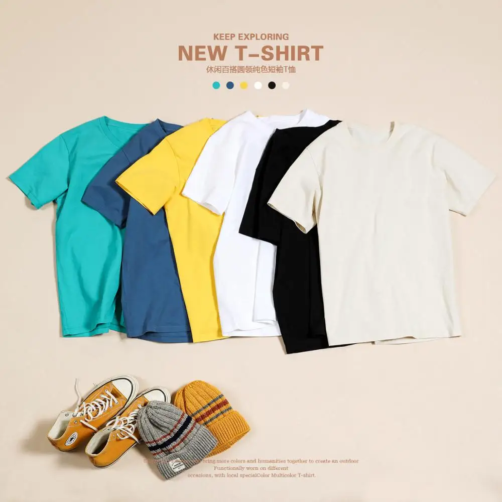 

SIMWOOD 2020 Summer T shirt Men High Quality O-neck Basic Plain Blank Custom T Shirt For Wholesale In Bulk
